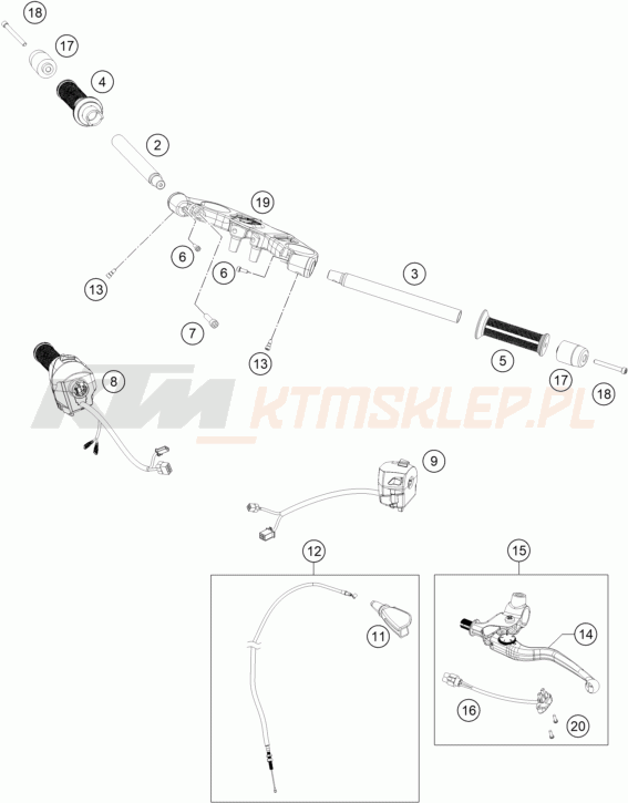 Schemat "kierownica i osprzęt" do KTM RC 390 WHITE / ABS