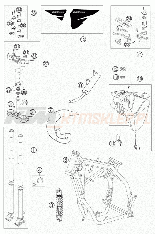 Schemat "NEW PARTS" do KTM 250 SXS