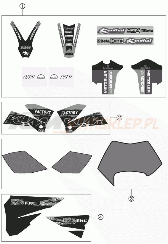 Schemat "naklejki" do KTM 525 EXC FACTORY RACING