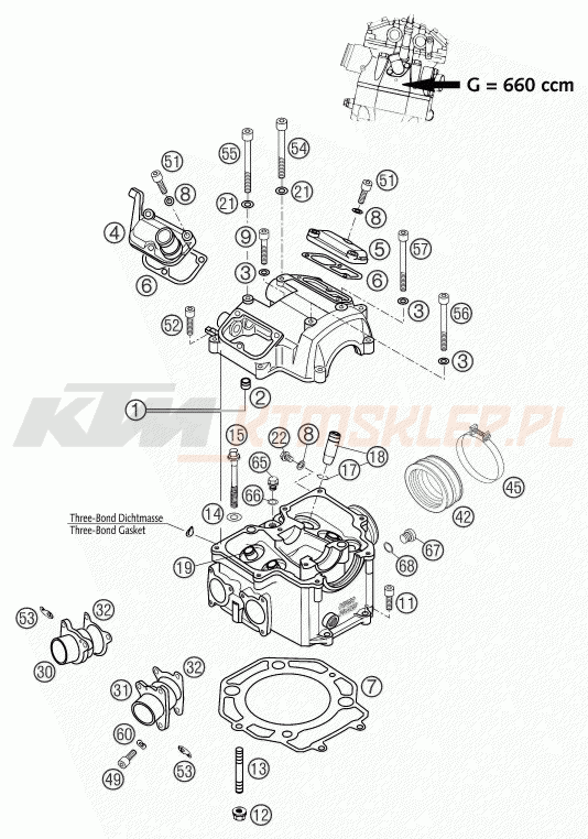 Schemat "głowica" do KTM 660 SMC