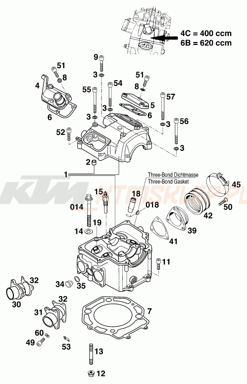 Schemat "głowica" do KTM 620 EGS-E 37KW 11LT