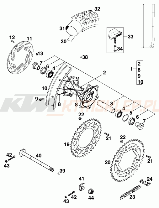 Schemat "koło tył" do KTM 250 EXC M/Ö