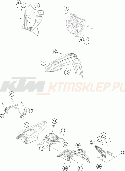 Schemat "czasza, błotniki" do KTM 690 SMC R