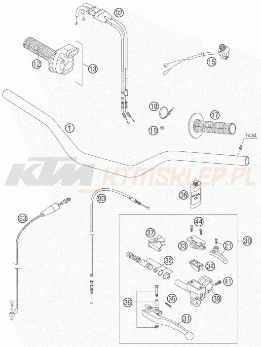 Schemat "kierownica i osprzęt" do KTM 450 SX