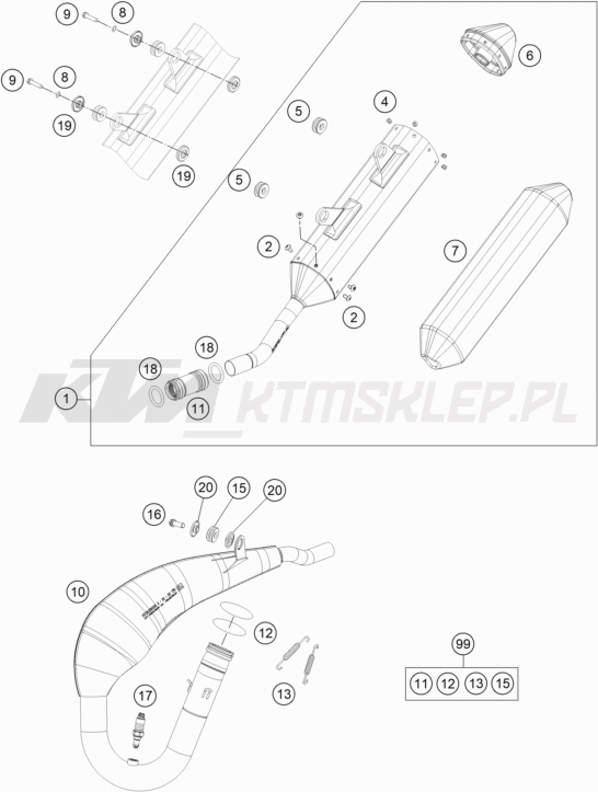 Schemat "układ wydechowy" do KTM 150 EXC TPI