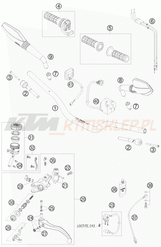 Schemat "kierownica i osprzęt" do KTM 690 SUPERMOTO R