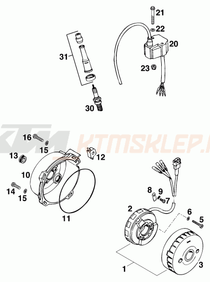 Schemat "układ zapłonowy" do KTM 400 SX-C 20kW