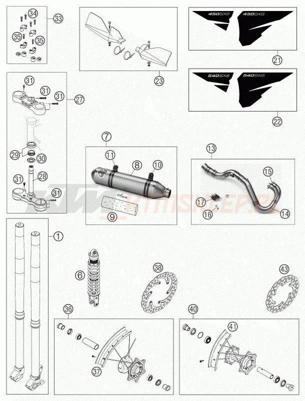 Schemat "NEW PARTS" do KTM 450 SXS RACING