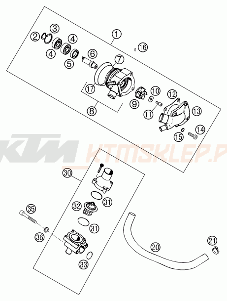 Schemat "Pompa wody" do KTM 640 LC 4