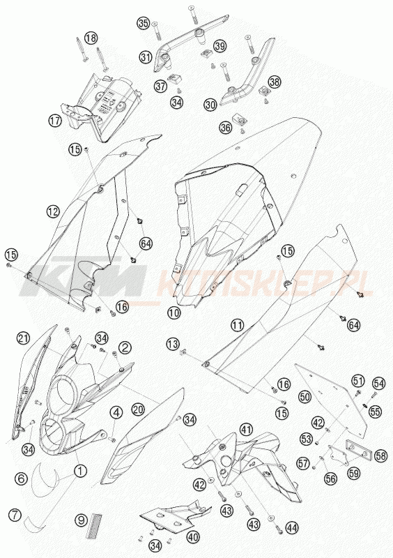 Schemat "czasza, błotniki" do KTM 690 DUKE R