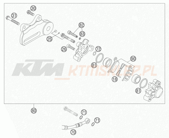 Schemat "zacisk hamulcowy tył" do KTM 65 SX