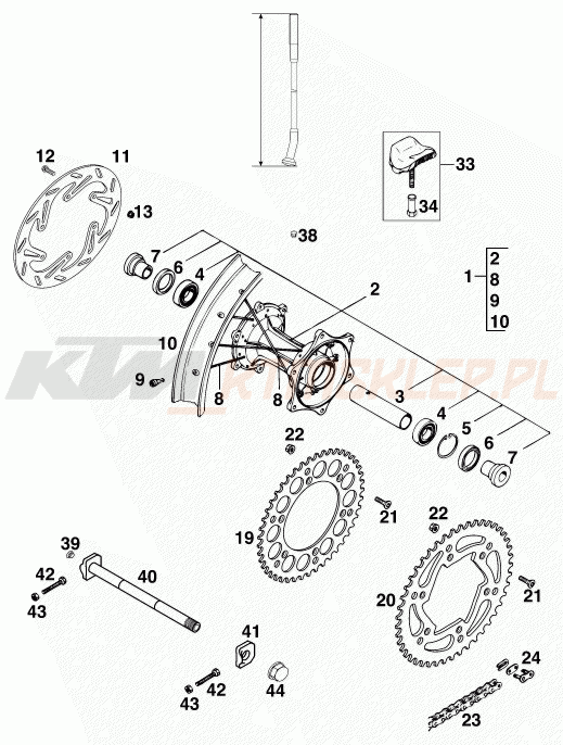 Schemat "koło tył" do KTM 250 MXC