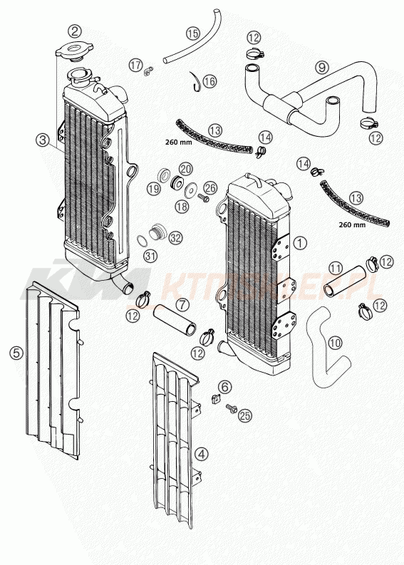 Schemat "układ chłodzenia" do KTM 660 SMC