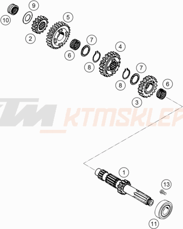 Schemat "TRANSMISSION I - MAIN SHAFT" do KTM 640 LC4 SUPERMOTO