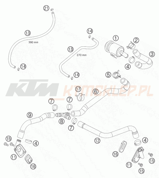 Schemat "wtórny układ powietrza SAS" do KTM 950 SUPERENDURO R