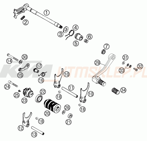 Schemat "skrzynia biegów-automat zmieniający " do KTM 640 LC4-E Super-Moto STAHLB.