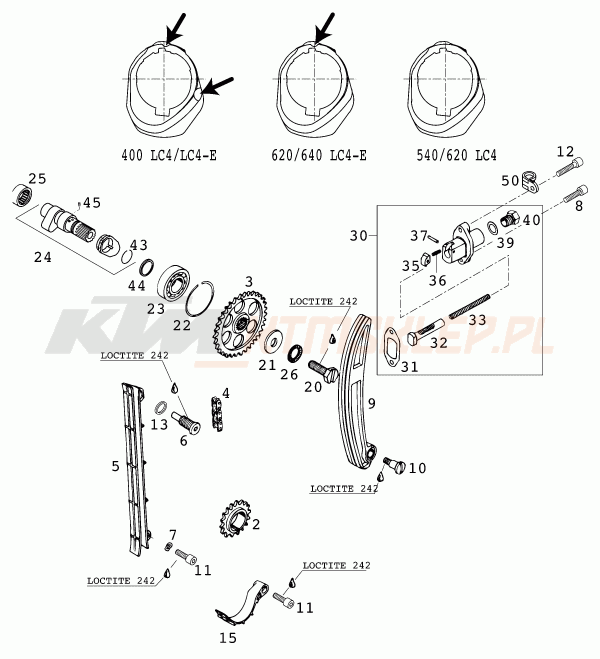 Schemat "układ rozrządu" do KTM 640 LC 4