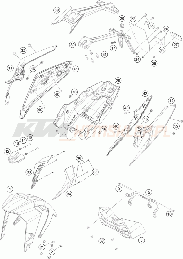 Schemat "czasza, błotniki" do KTM 200 Duke
