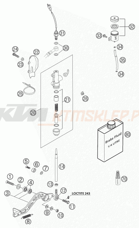 Schemat "tył hamulec - pompa" do KTM 640 LC4 SUPERMOTO PRESTIGE