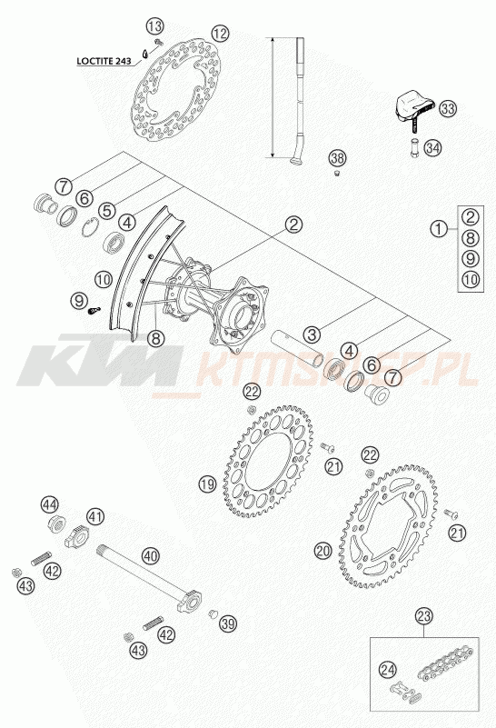 Schemat "koło tył" do KTM 525 EXC RACING