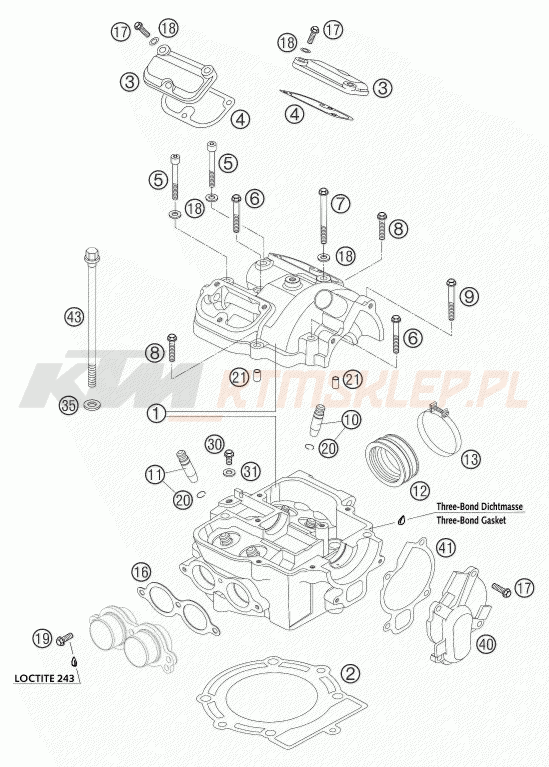 Schemat "cylinder, głowica" do KTM 450 SMS