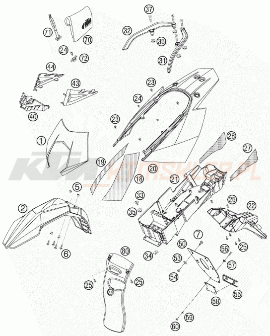 Schemat "czasza, błotniki" do KTM 950 SUPERENDURO R