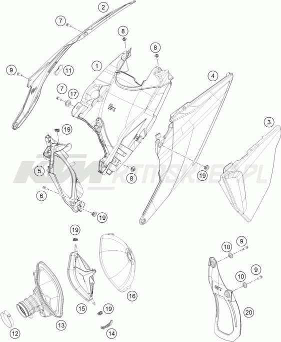 Schemat "filtr powietrza" do KTM 250 XC-F