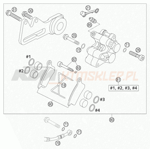Schemat "zacisk hamulcowy tył" do KTM 85 SX