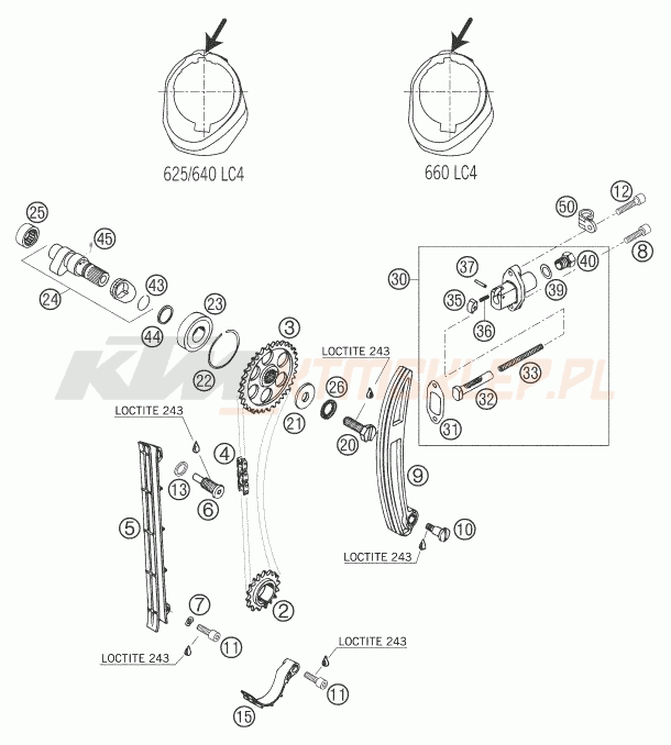 Schemat "układ rozrządu" do KTM 640 LC4 SUPERMOTO PRESTIGE