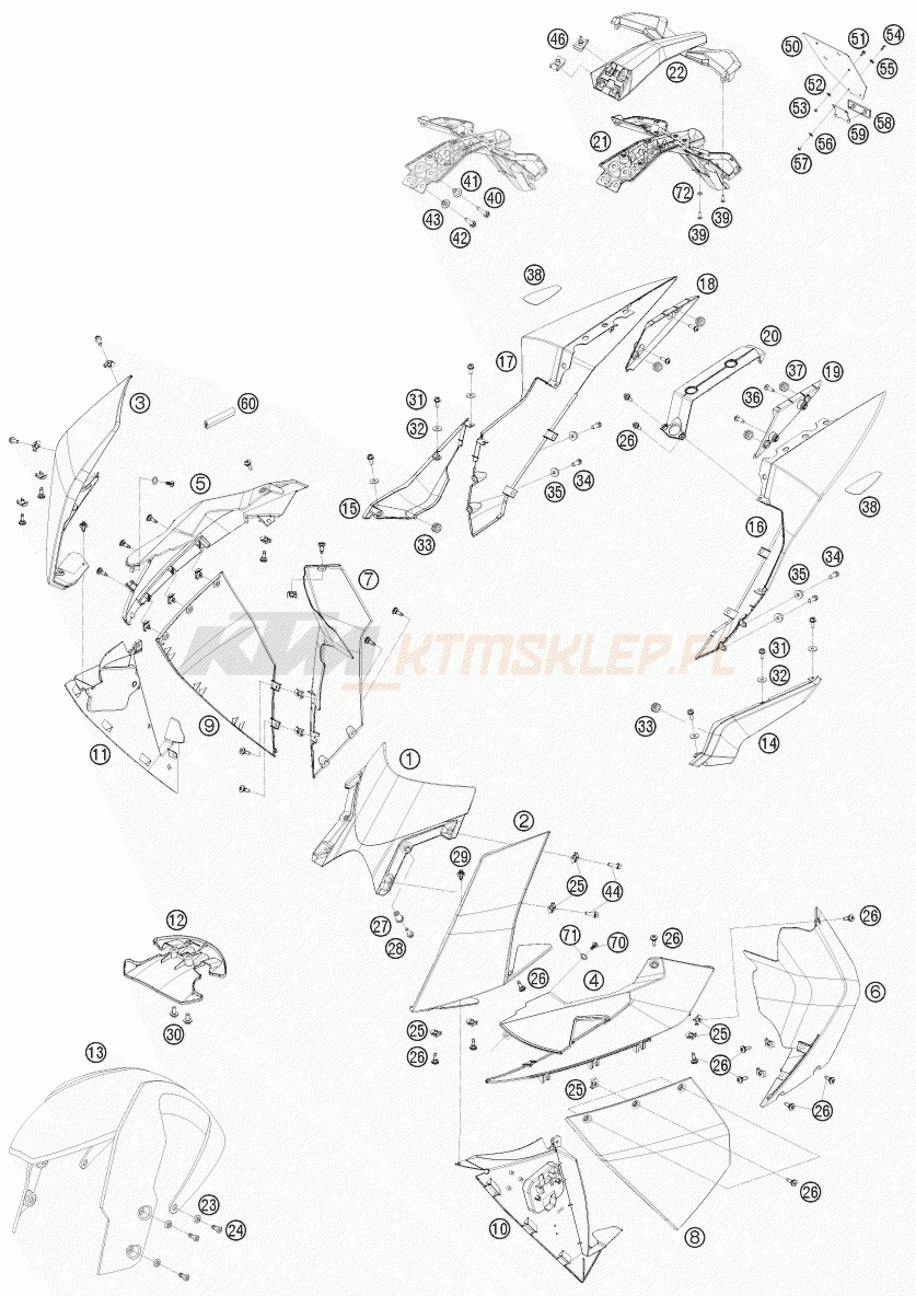 Schemat "czasza, błotniki" do KTM 1190 RC 8 RRS