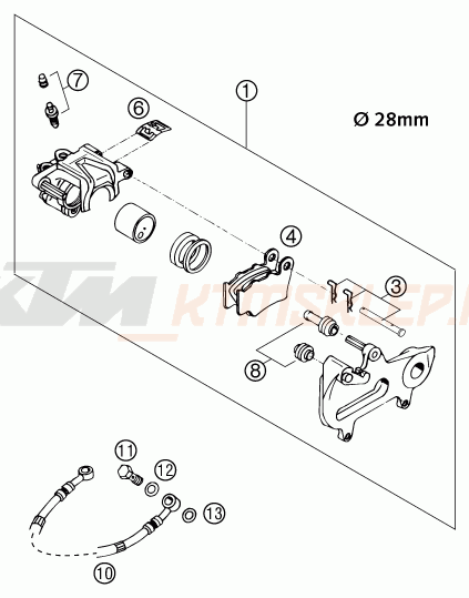 Schemat "zacisk hamulcowy tył" do KTM 125 SX