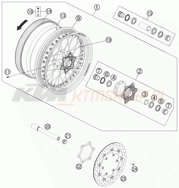 Schemat "koło przód" do KTM 690 SMC