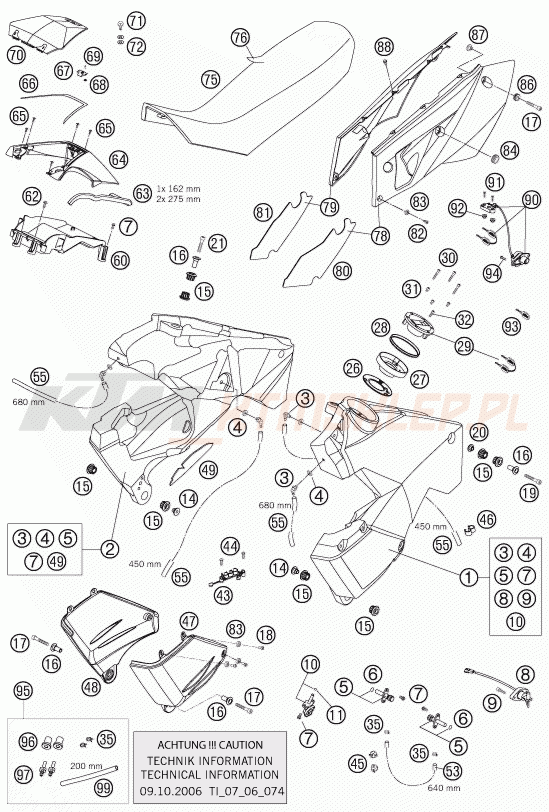 Schemat "zbiornik paliwa, siedzenie, pokrowiec" do KTM 990 ADVENTURE S
