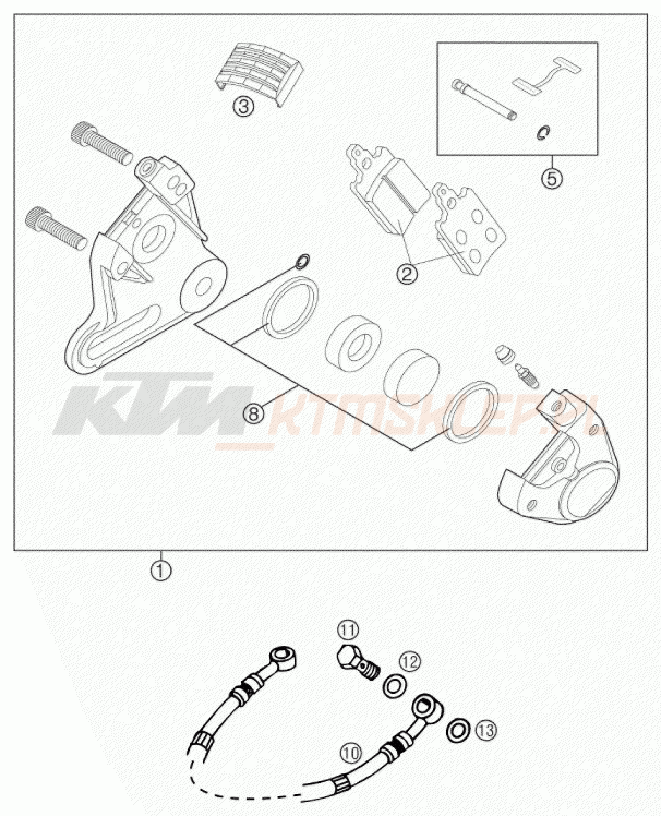 Schemat "zacisk hamulcowy tył" do KTM 65 SX