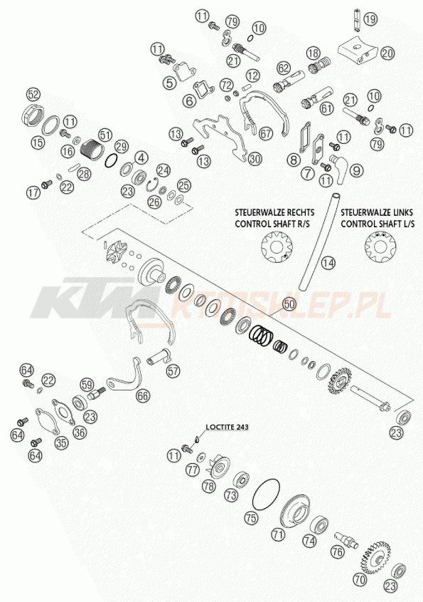 Schemat "zawór wydechowy" do KTM 200 MXC
