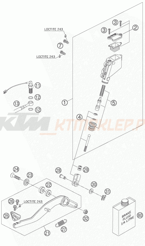 Schemat "tył hamulec - pompa" do KTM 950 ADVENTURE S
