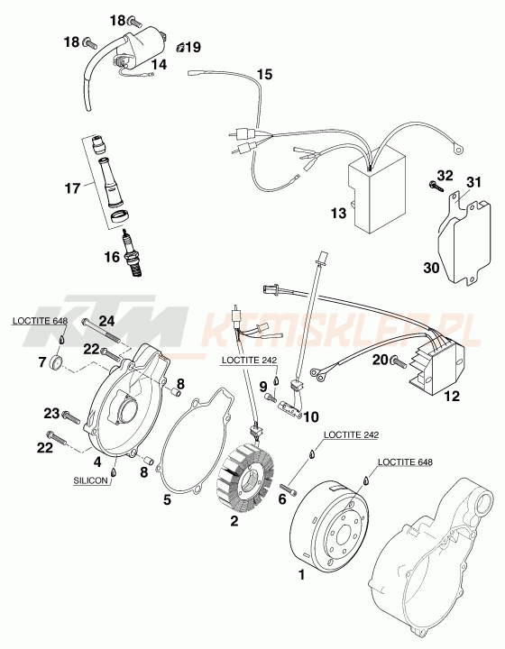 Schemat "układ zapłonowy" do KTM 620 DUKE 37KW