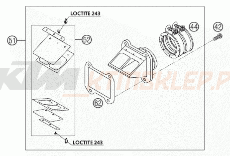 Schemat "REED VALVE CASE" do KTM 250 SX