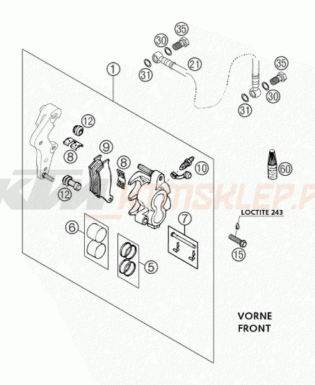 Schemat "zacisk hamulcowy + tarcza przód" do KTM 660 RALLYE FACTORY REPL.