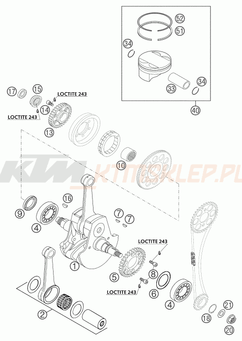 Schemat "wał korbowy, tłok" do KTM 540 SXS RACING