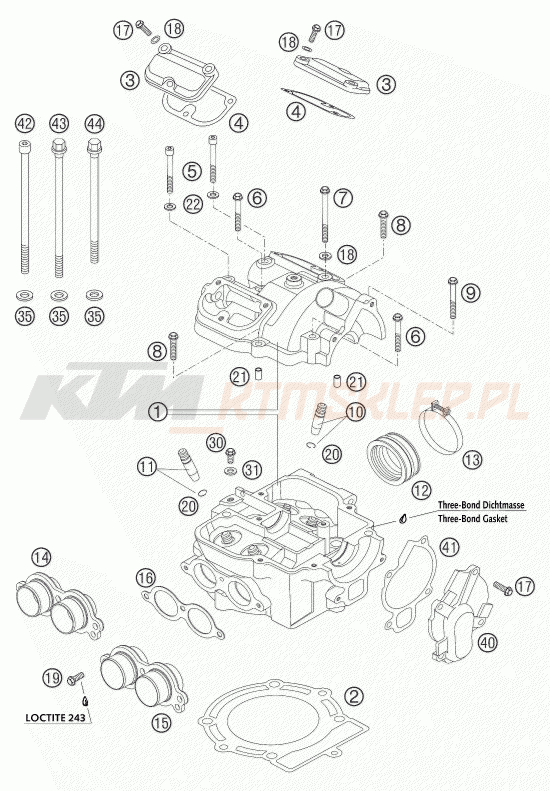 Schemat "cylinder, głowica" do KTM 525 EXC-G RACING