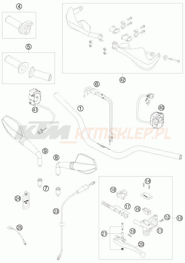 Schemat "kierownica i osprzęt" do KTM 690 SMC