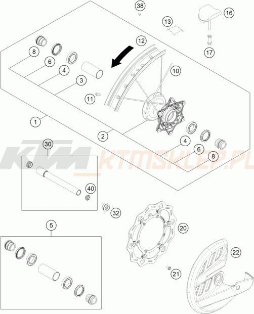 Schemat "koło przód" do KTM 300 SX