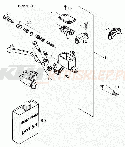 Schemat "Przedni hamulec" do KTM 640 LC 4
