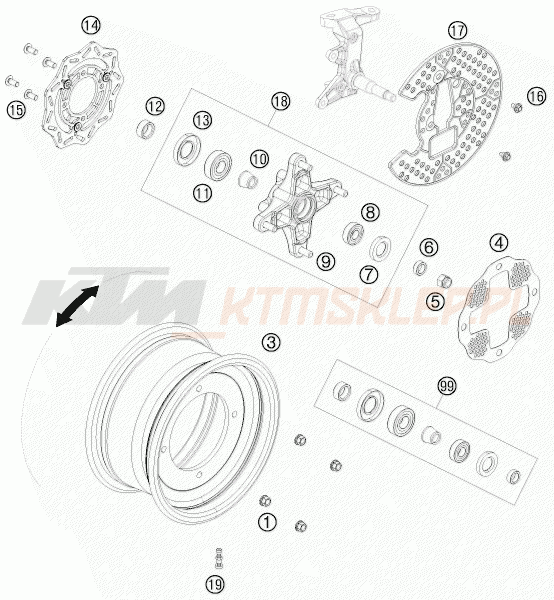 Schemat "koło przód" do KTM 525 XC ATV