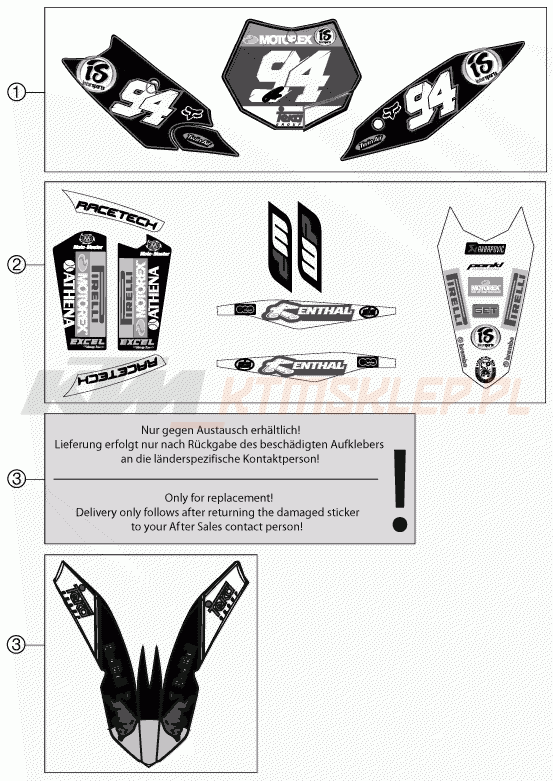 Schemat "naklejki" do KTM 250 SX-F ROCZEN REPLICA