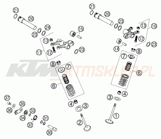Schemat "zawory / rozrząd" do KTM 640 LC 4