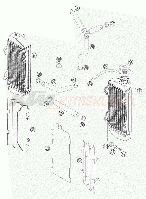 Schemat "układ chłodzenia" do KTM 125 SX