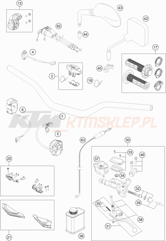 Schemat "kierownica i osprzęt" do KTM 450 EXC-F Six Days
