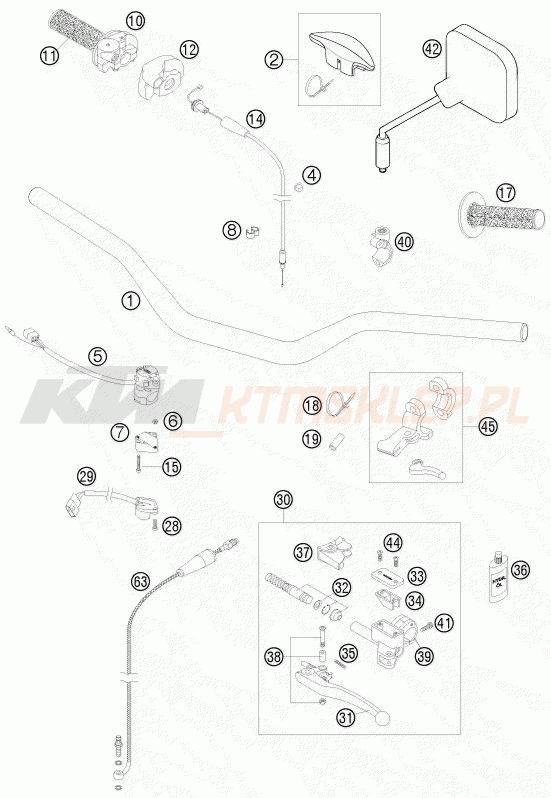 Schemat "kierownica i osprzęt" do KTM 200 EXC